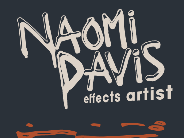 Naomi Davis special effects artist hand-lettered logotype on a dark background