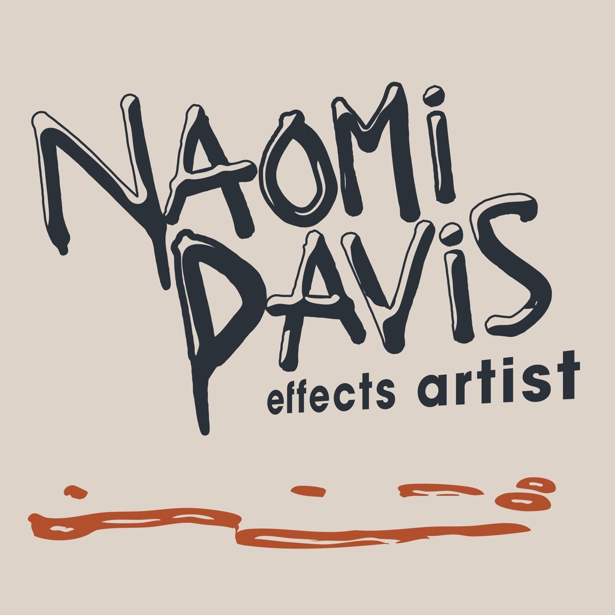 Square one-to-one lockup of the Naomi Davis effects artist wordmark on beige, sized for avatars and marketplace icons